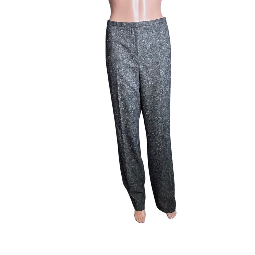 Tahari Gray Tweed Dress Pants 12 Career Classic Timeless English Academia Work